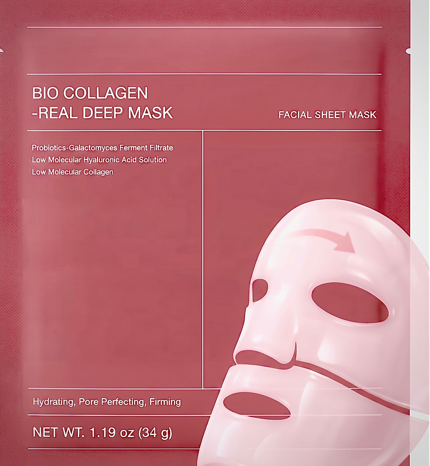 Bio-Collagen Real Deep Mask, Hydrating Overnight Mask,Korean Skin Care, Pack of 4