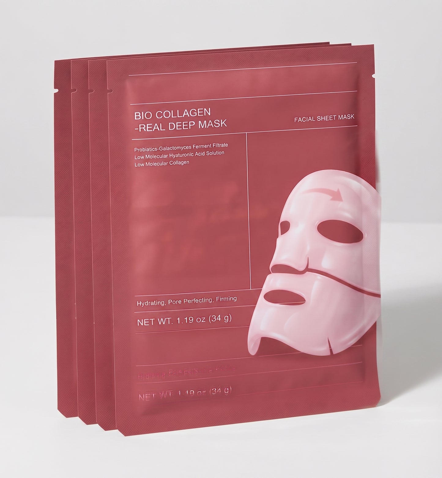 Bio-Collagen Real Deep Mask, Hydrating Overnight Mask,Korean Skin Care, Pack of 4