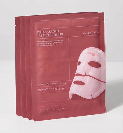 Bio-Collagen Real Deep Mask, Hydrating Overnight Mask,Korean Skin Care, Pack of 4