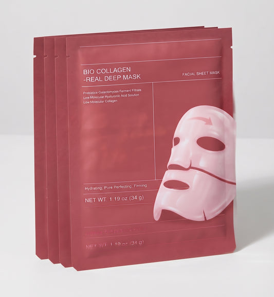 Bio-Collagen Real Deep Mask, Hydrating Overnight Mask,Korean Skin Care, Pack of 4